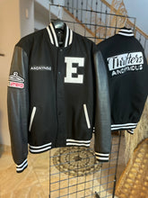 Load image into Gallery viewer, Secret Society Thrifters ANONYMOUS Varsity Black Letterman’s leather jacket| By Mes Deux Amis