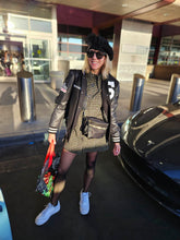 Load image into Gallery viewer, Secret Society Thrifters ANONYMOUS Varsity Black Letterman’s leather jacket| By Mes Deux Amis