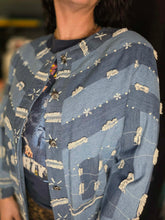 Load image into Gallery viewer, Edward Scissorhands on project Runway Chambray blazer | by Anage | Size Small
