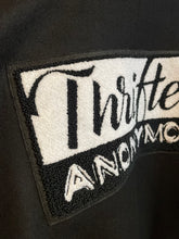 Load image into Gallery viewer, Secret Society Thrifters ANONYMOUS Varsity Black Letterman’s leather jacket| By Mes Deux Amis