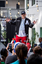 Load image into Gallery viewer, Secret Society Thrifters ANONYMOUS Varsity Black Letterman’s leather jacket| By Mes Deux Amis