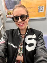 Load image into Gallery viewer, Secret Society Thrifters ANONYMOUS Varsity Black Letterman’s leather jacket| By Mes Deux Amis