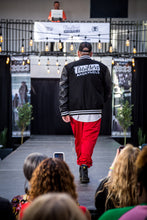 Load image into Gallery viewer, Secret Society Thrifters ANONYMOUS Varsity Black Letterman’s leather jacket| By Mes Deux Amis