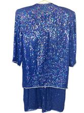 Load image into Gallery viewer, Well Kept Smurfette 2 Piece Sequin Dress Suit| by Jewel Queen | Size Small

