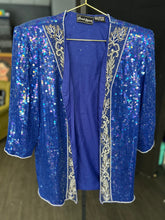 Load image into Gallery viewer, Well Kept Smurfette 2 Piece Sequin Dress Suit| by Jewel Queen | Size Small
