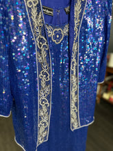 Load image into Gallery viewer, Well Kept Smurfette 2 Piece Sequin Dress Suit| by Jewel Queen | Size Small
