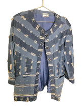 Load image into Gallery viewer, Edward Scissorhands on project Runway Chambray blazer | by Anage | Size Small
