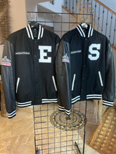 Load image into Gallery viewer, Secret Society Thrifters ANONYMOUS Varsity Black Letterman’s leather jacket| By Mes Deux Amis
