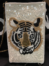 Load image into Gallery viewer, Eye of the Tiger is on you Beaded Cross Body Bag | by Rikki Design
